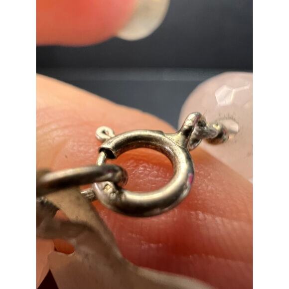 NEW rose quartz and pearl sterling silver necklace - Picture 4 of 13